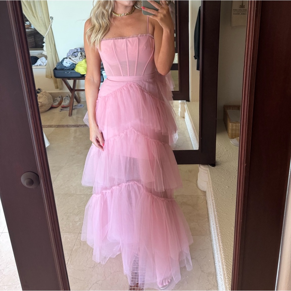 Corset Tulle Gown in Pink Tint